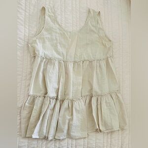 By Together Tiered dress beige sleeveless Boho chic midi dress breathable flowy